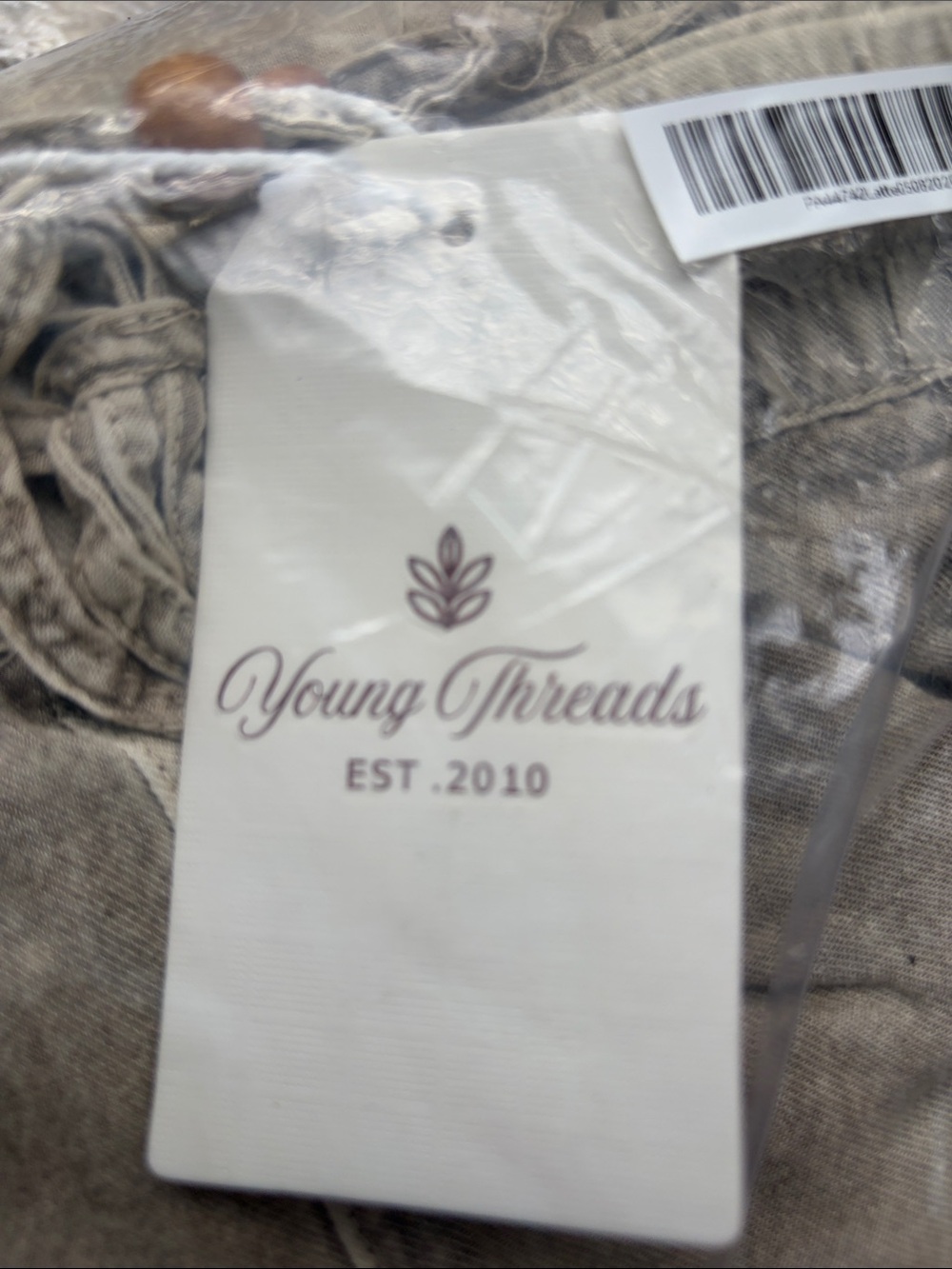 NWT- Young Threads Tiered Wide-Leg Patchwork Pants - Latte - Picture 3 of 14